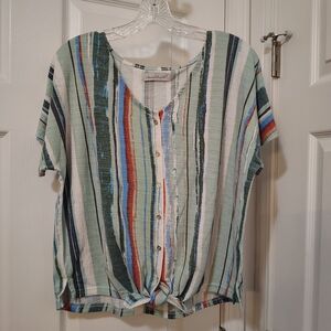 Keren HartColorful Striped Button-Down Top